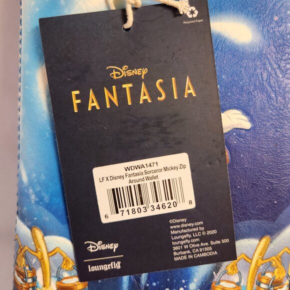 Loungefly Disney Fantasia Sorcerer Mickey Wallet Hard Tag Zip Around New - Picture 4 of 6